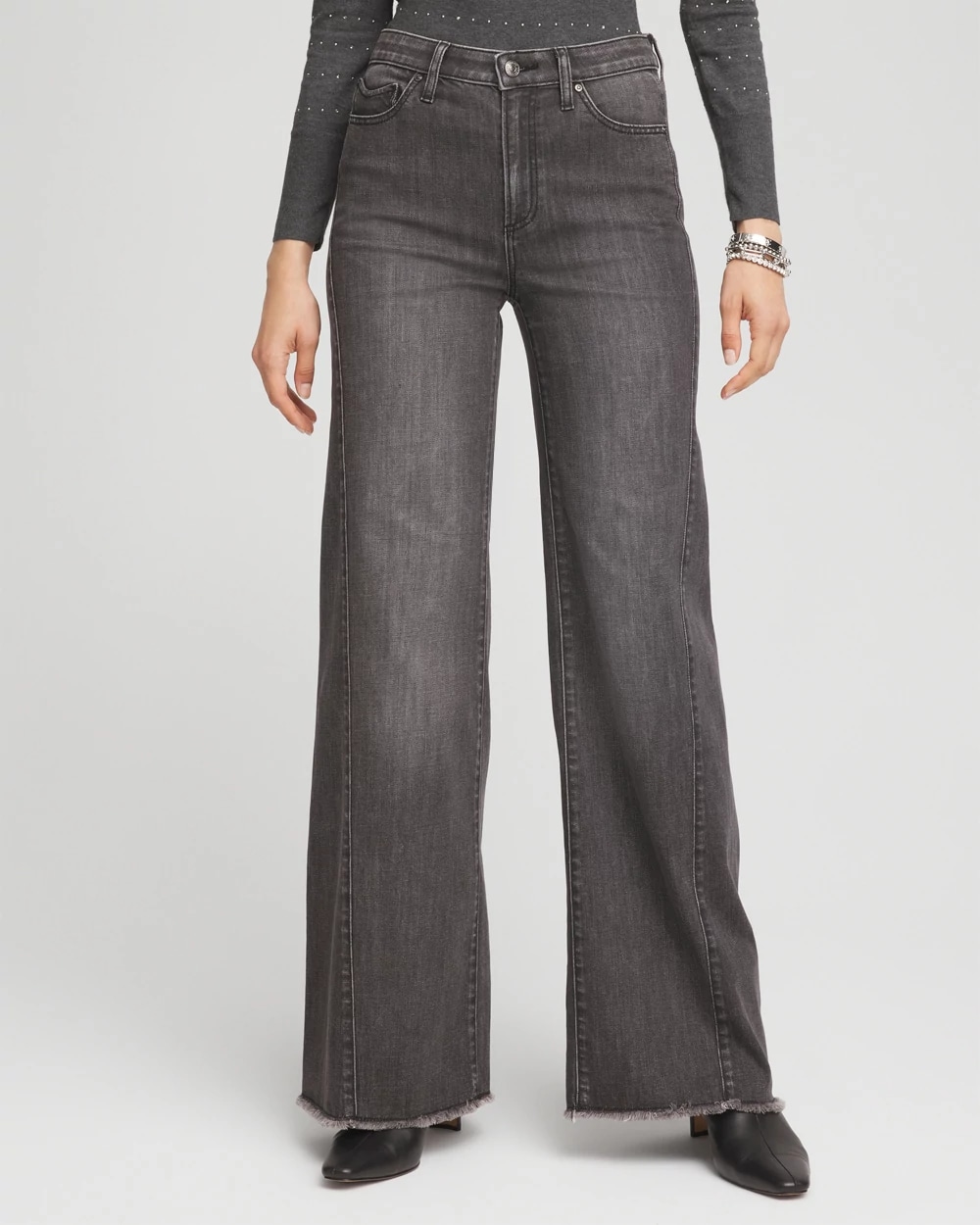 【NONCODE】Loca washed wide pants Wide Leg Frayed Hem Jeans | Chico's
